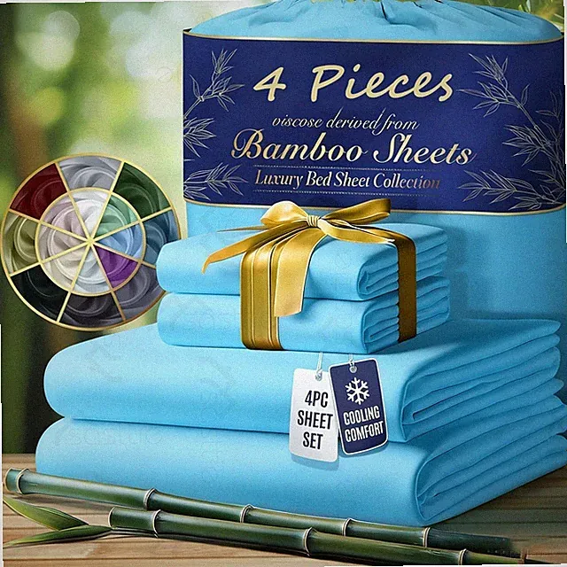 3/4Pcs Bamboo Bed Sheet Set Hotel Bedding Set-for Hot Sleeper Bedding Sheets Set