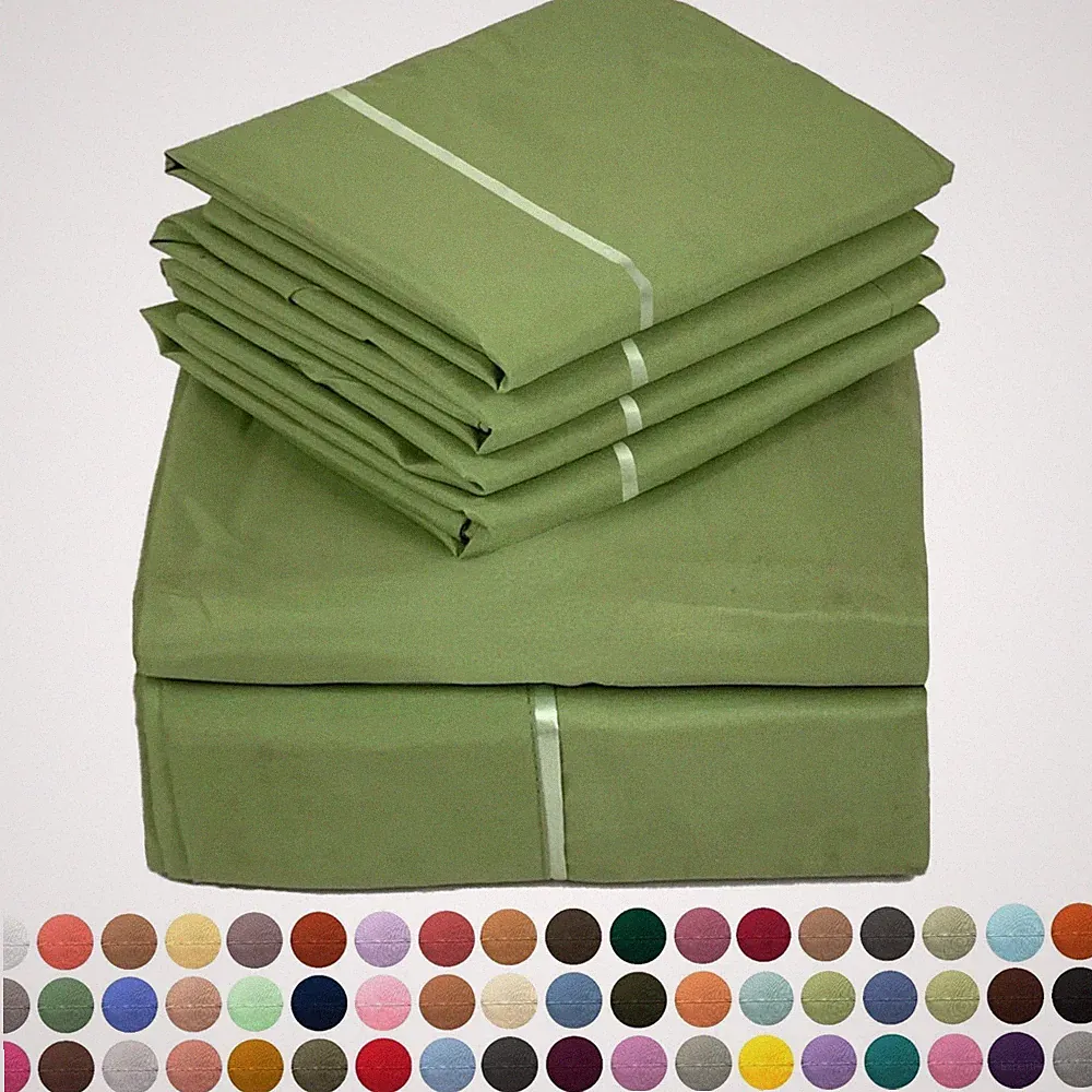 6 Piece Premium Bamboo Sheet Set, Deep Pockets, 60 Colors, by Sacred Thread