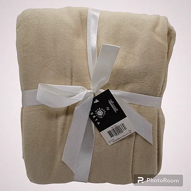 Accents by Surya Bamboo/Cotton Fringed Tan Throw Blanket-50x67"