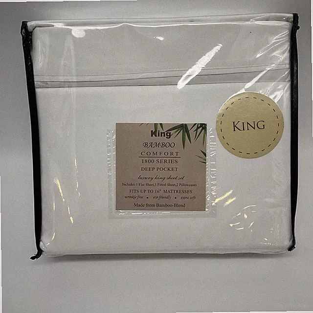 Bamboo Comfort KING Size Sheets WHITE 1800 Series Deep Pockets - NEW