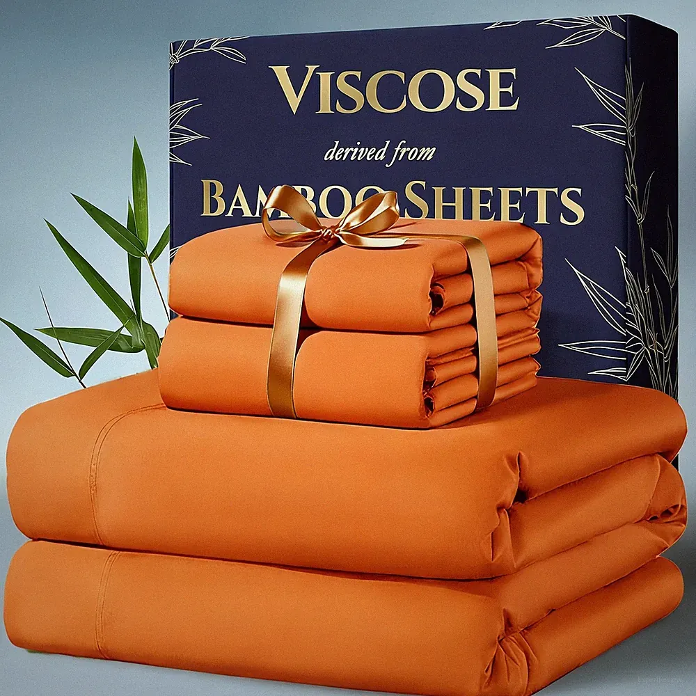 Bamboo Cooling Sheet Set Deep Pocket Breathable Bed Sheets Queen King Soft