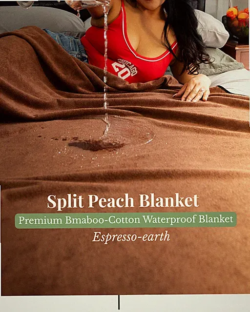 Bamboo-Cotton Waterproof Blanket. Premium Qulaity and natural-Coffee