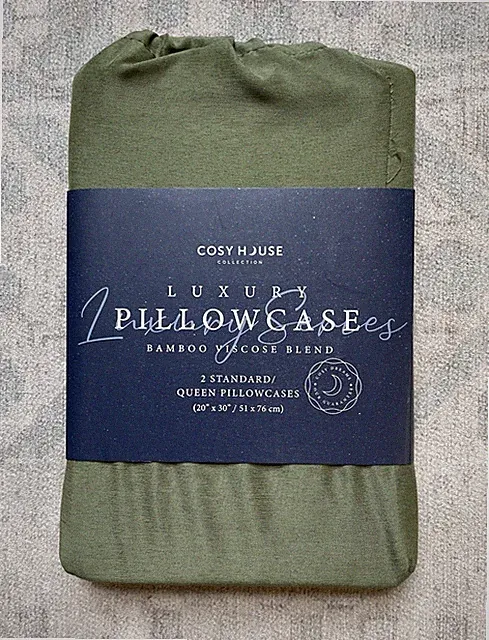 Cosy House Collection Bamboo Viscose Luxury Standard/Queen Pillowcases SageGreen