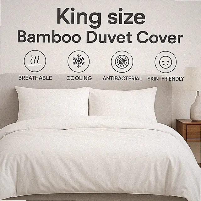 King size iHanHerry Bamboo Duvet Cover Set – Breathable, Comfortable