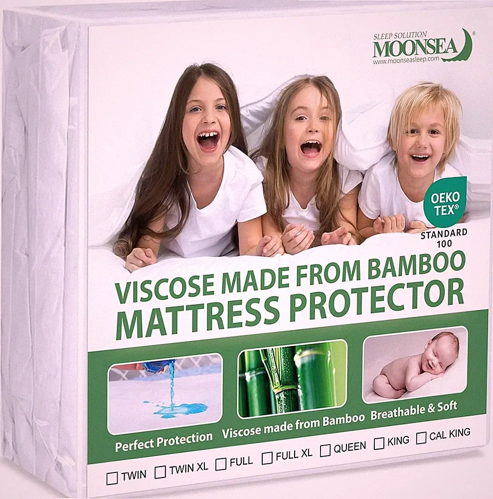 King Waterproof Mattress Protector Cooling Bamboo Jersey Soft Mattress Cover