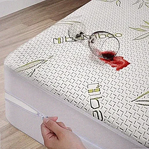 Mattress Protector with Zipper - 100% Waterproof Size Cooling Queen Bamboo