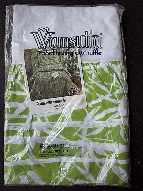 NEW! Rare Vintage BAMBOO Wamsutta Green *FULL DOUBLE BED SKIRT Cotton Poly