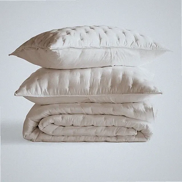 NWOT Quince Organic Bamboo Dream Quilt Set Sand King Cal King 2 King Shams NWOT