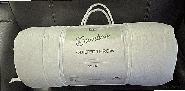 NWT ComfortLab Bamboo Quilted Throw 50" × 60" White Knitted w/ Bamboo Yarns F/S