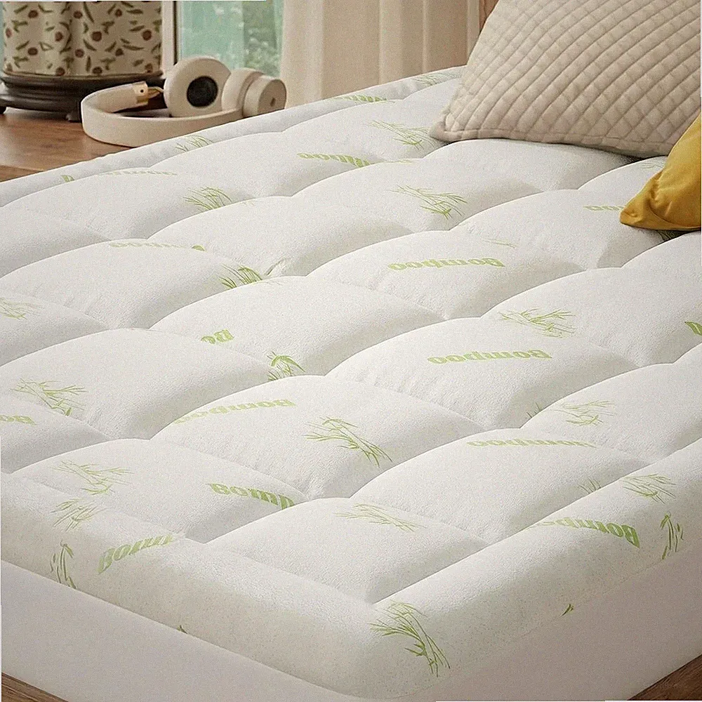 Queen Cooling Pillow Top Mattress Topper – Ultra-Soft Bamboo Viscose Cover, Deep