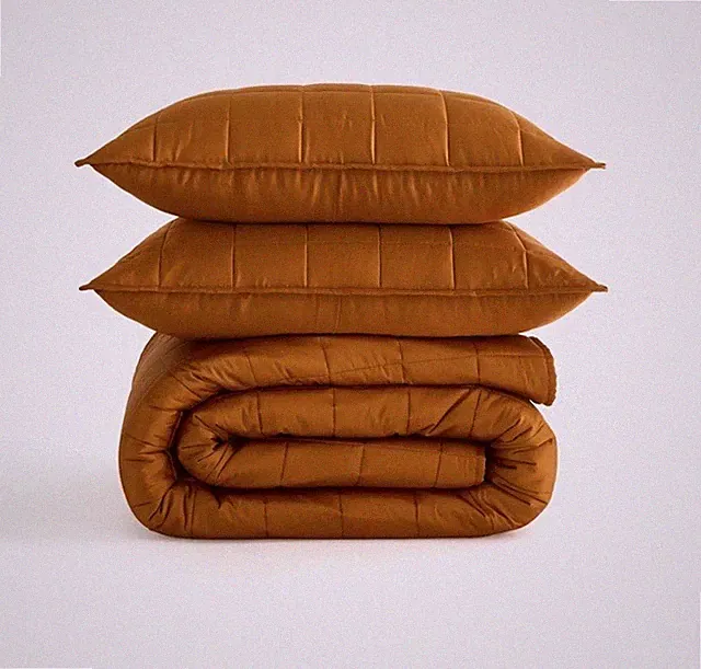 Quince Organic Bamboo Box Quilt Set 2 Shams Full Queen Terracotta Open Box NWOT