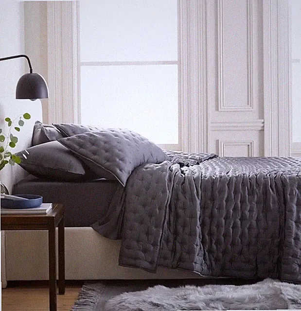 Quince Organic Bamboo Dream Quilt Set Charcoal Twin NWOT Open Box