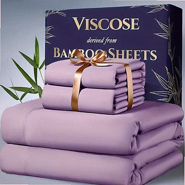 SHEET&JOY Bamboo Cooling Bed Sheet Set 4pcs Soft Deep Pocket Sheets Luxury