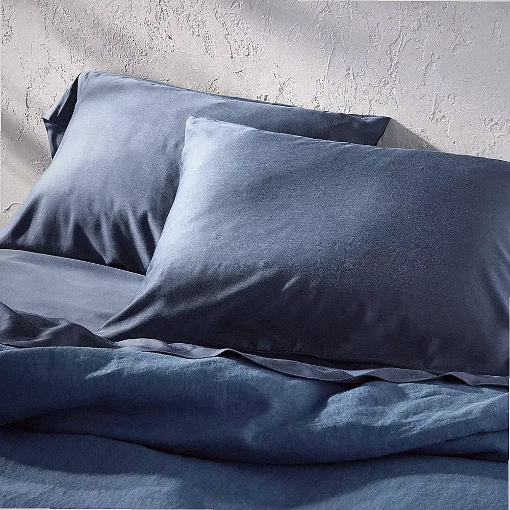 Standard 400 Thread Count Rayon from Bamboo Pillowcases Dark Mineral Blue