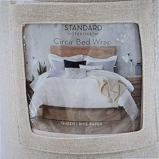 Standard Textile Circa Bed Wrap QUEEN Size Modern Bed Skirt Color Rice Paper