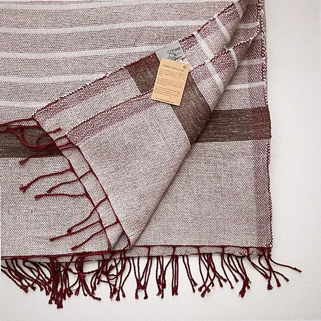 Throw Blanket Linen Bamboo Fouta Scents & Feel Miami Maroon Red Fringe NWT $139