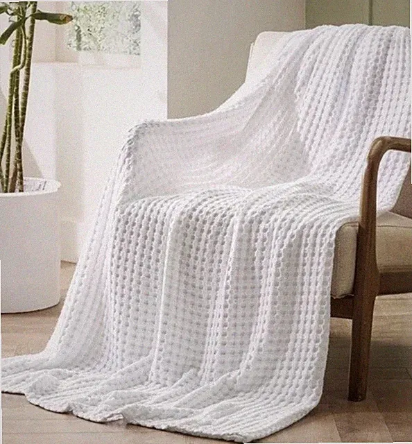White Waffle Throw Blanket 60x44” Viscose Bamboo New In Package